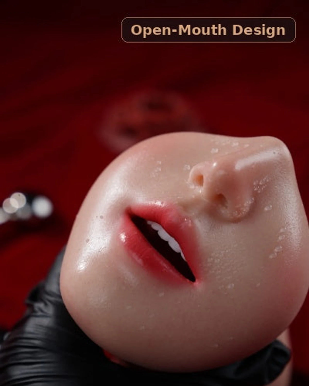 Angled view of the HKD Deep Throat Stroker Open-Mouth design