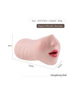 Dimensions of the HKD Deep Throat Stroker Open-Mouth design