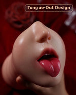 Angled view of the HKD Deep Throat Stroker Tongue-Out design