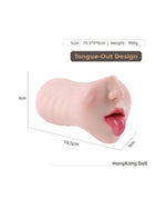 Dimensions of the HKD Deep Throat Stroker Tongue-Out design