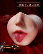 Front view of the HKD Deep Throat Stroker Tongue-Out design