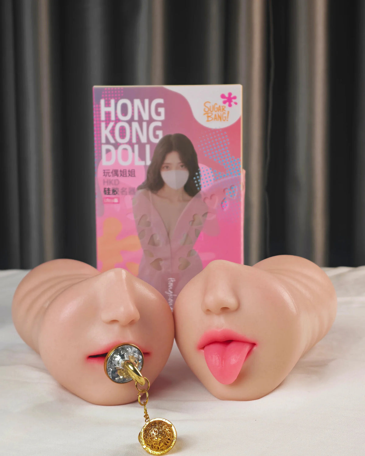HKD Realistic Deep Throat Stroker in Tongue-Out and Open-Mouth designs with packaging