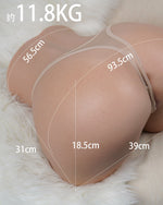 Wenwen Premium Realistic Silicone Hip Mold size guide showing 11.8 kg weight and product measurements
